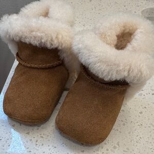UGG Tan and Cream Shearling Baby Booties
